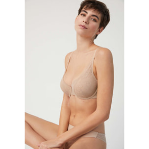 Reggiseno imbottito con ferretto in pizzo beige, coppe B e C
