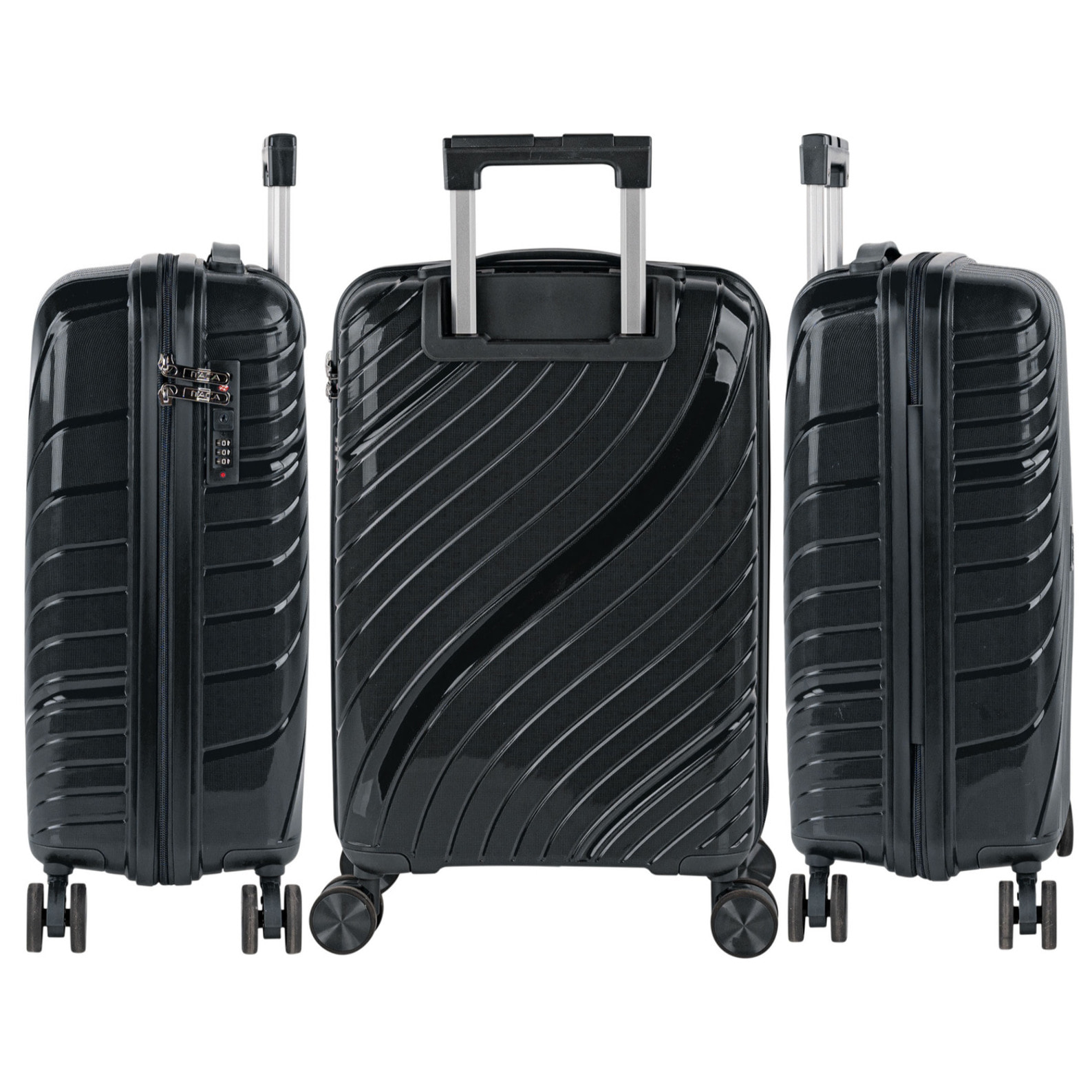 Juego De Maletas Rígidas Pp Itaca Danubio Negro