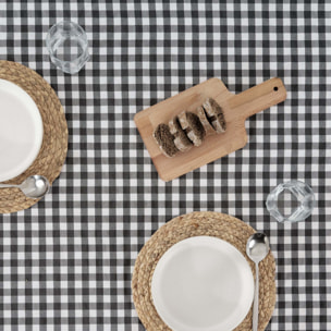 Nappe en tissu 100% coton Vichy Gris Foncé