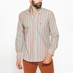 CAMICIA FANTASIA TINTO FILO CON COLLO BUTTON-DOWN