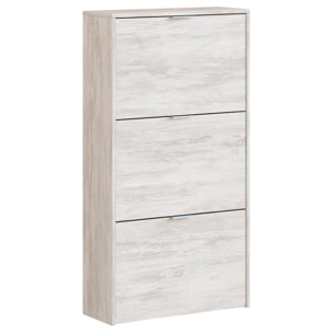 Scarpiera A Ribalta Salvaspazio 3 Ante E 6 Ripiani Mobile Portascarpe Fino A 20 Paia Di Scarpe Ingresso Corridoio 113 x 60 x 22 Cm Rovere Bianco