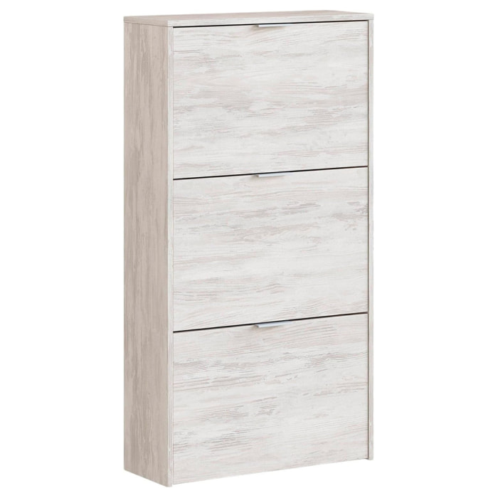 Scarpiera A Ribalta Salvaspazio 3 Ante E 6 Ripiani Mobile Portascarpe Fino A 20 Paia Di Scarpe Ingresso Corridoio 113 x 60 x 22 Cm Rovere Bianco