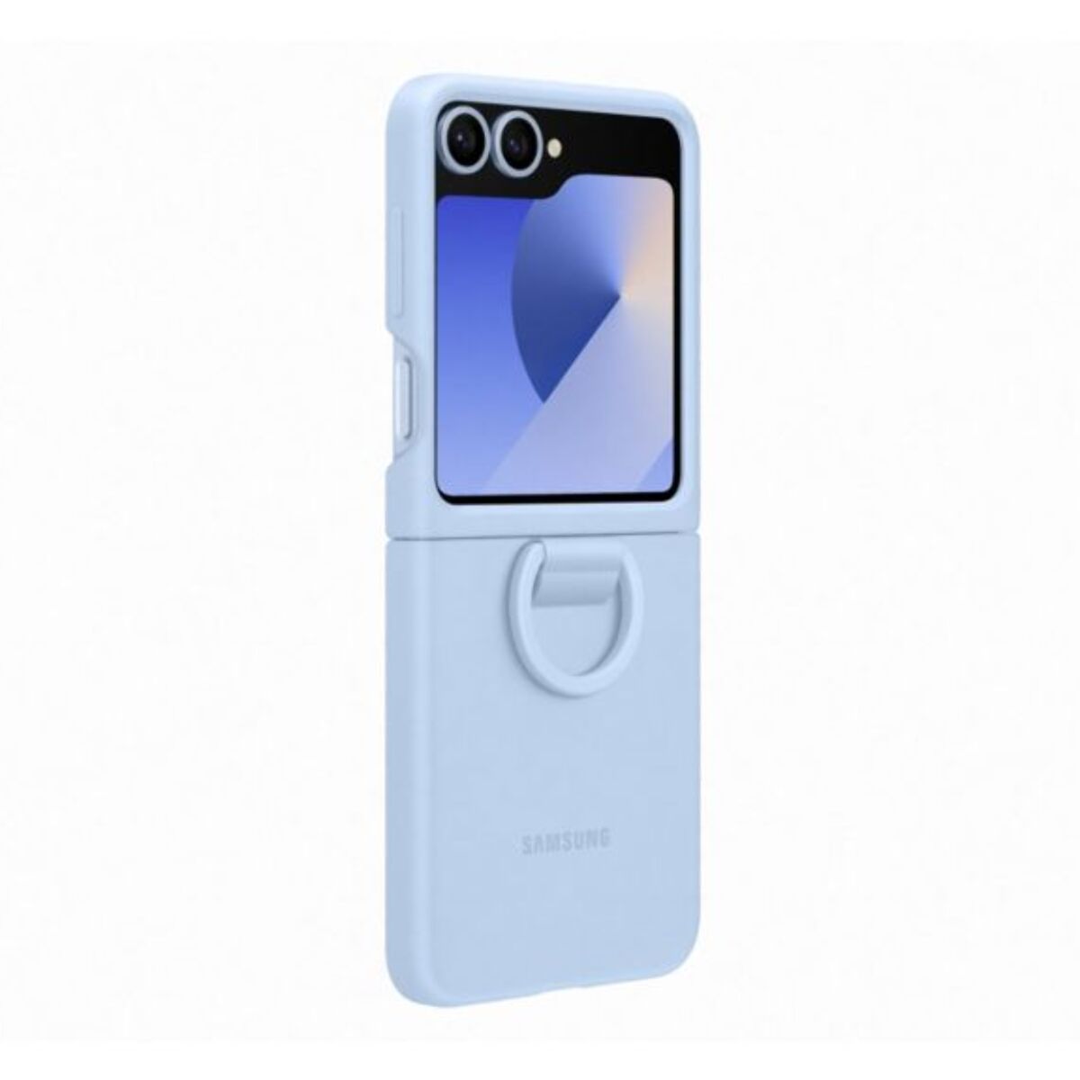 Coque SAMSUNG Z Flip6 silicone Bleu avec anneau