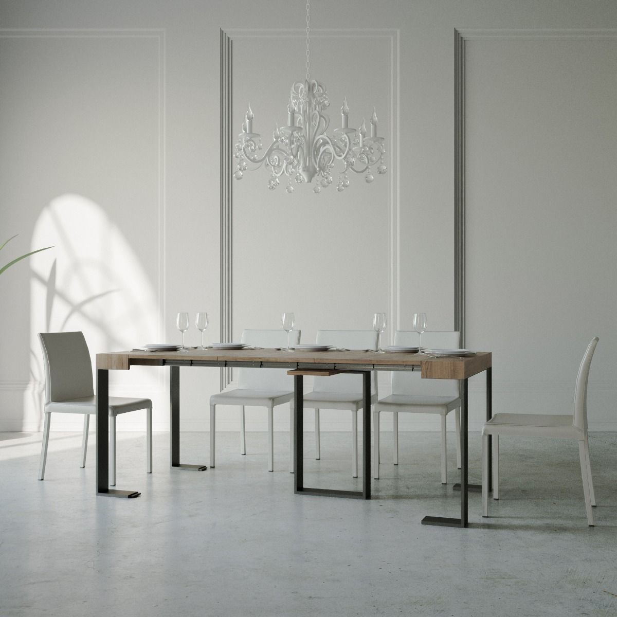 Consolle allungabile 90x40/300 cm Sintesi Noce telaio Antracite.