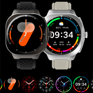 Smartwatch AIMB-Z19. Con termometro, modalità sport, auricolari bluetooth integrati e 2 cinturini in silicone.