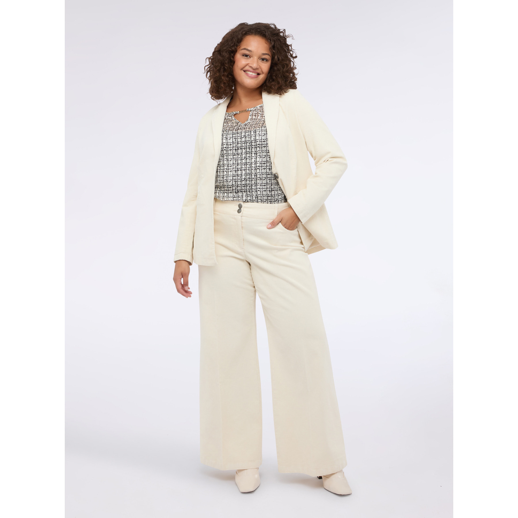 Fiorella Rubino - Pantaloni wide leg in velluto a coste - Bianco