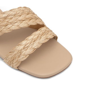 Sandalia plana slip-on Paz en rafia trenzada