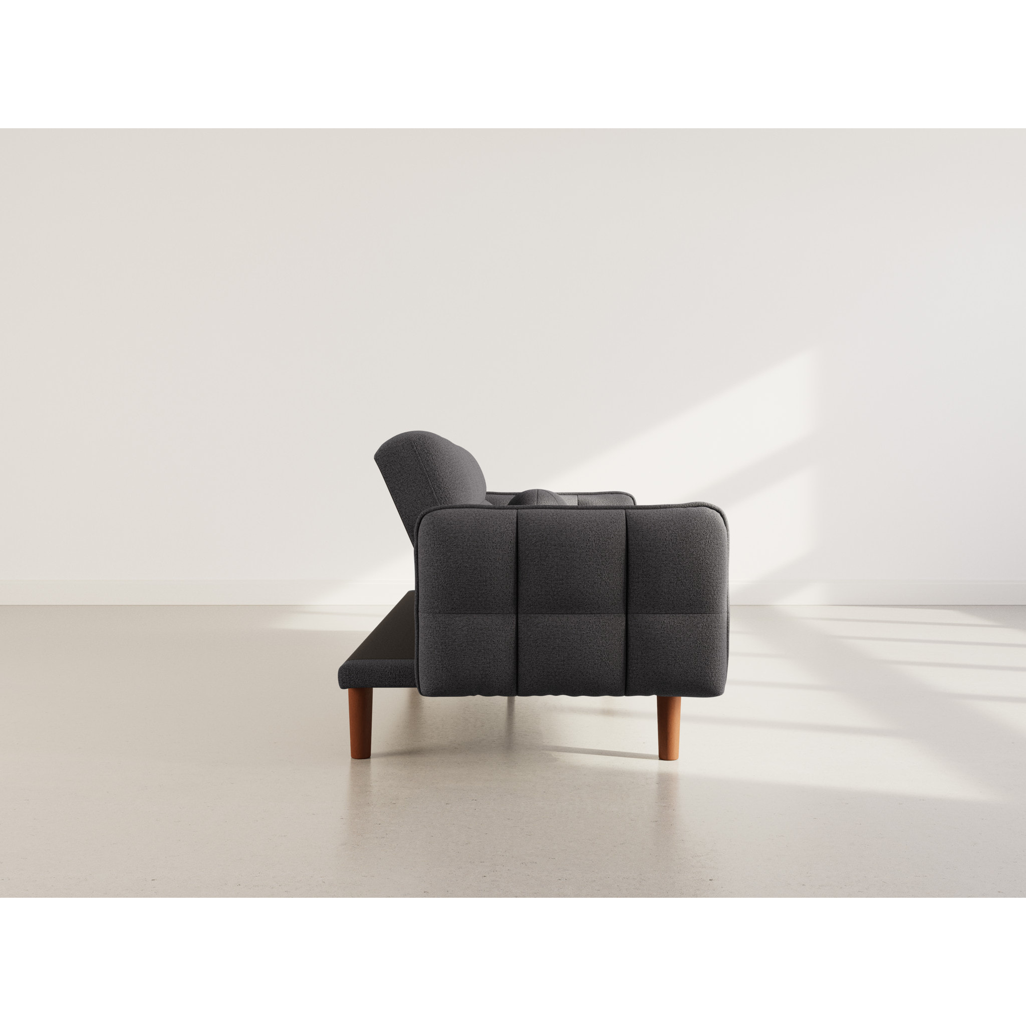 Adam - Canapé convertible clic-clac 2 places en tissu texturé - Gris foncé