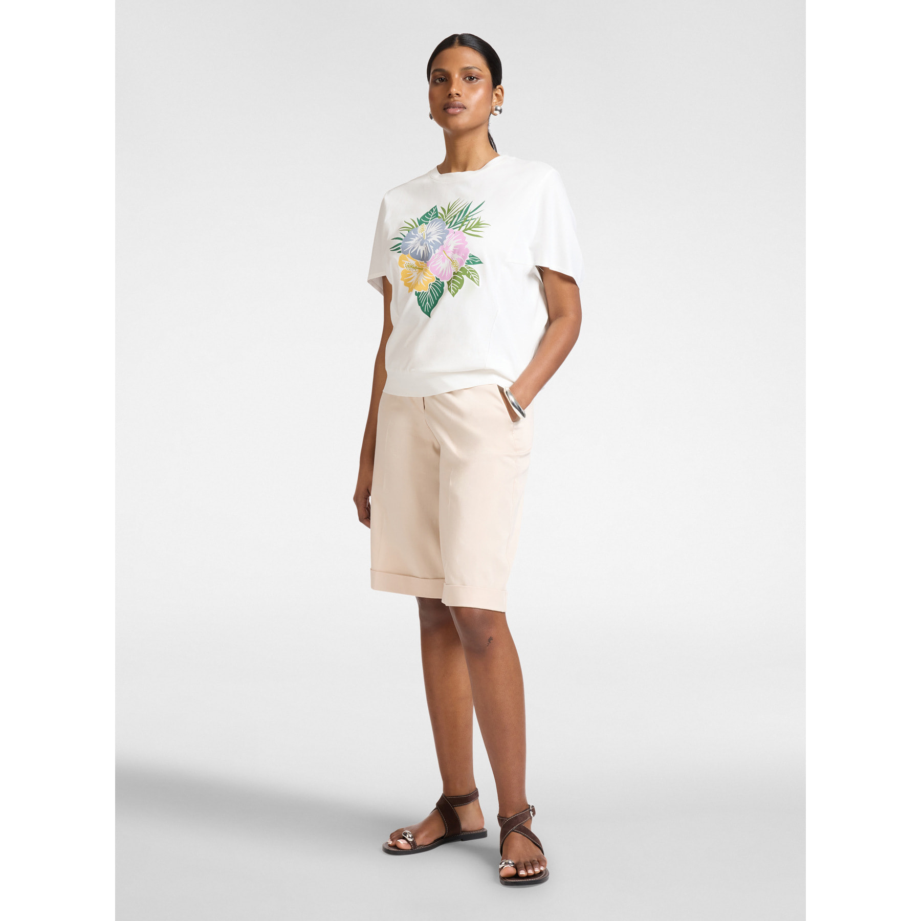 Elena Mirò - T-shirt in cotone stampata - Bianco