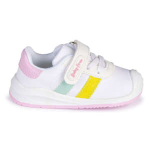 DEPORTIVO BAREFOOT BABY FREE - LONA BLANCO COLORES | SUAVIDAD Y ESTILO PASTEL CON DOBLE BANDA