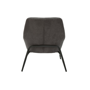 Fauteuil design en tissu effet velours gris foncé et métal noir MAXINE