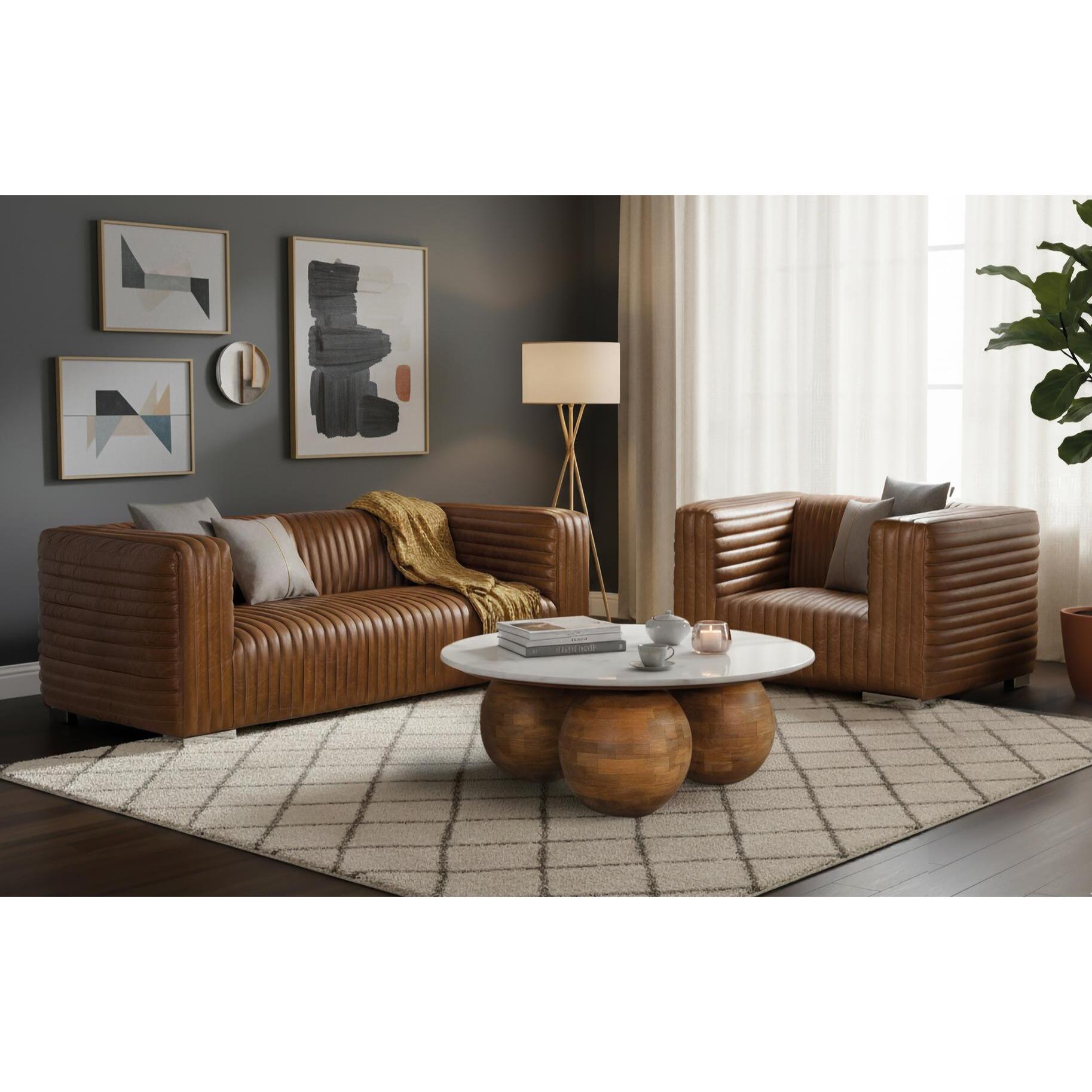 Sillón de piel - 67 x 103 x 98 cm