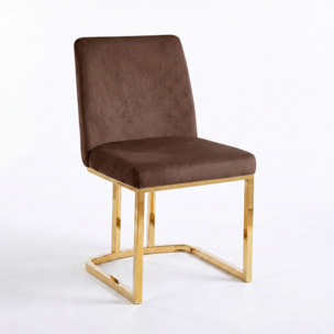 Sedia Imbottita in Effetto Velluto con Gambe Oro, Design Moderno ed Elegante per Sala da Pranzo, Cucina, Soggiorno, Studio e Ufficio