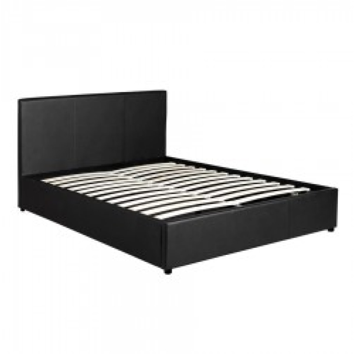 Lit coffre sommier relevable noir + Matelas Memoire de Forme | Modele Rome Simili Cuir | Grande capacite de stockage