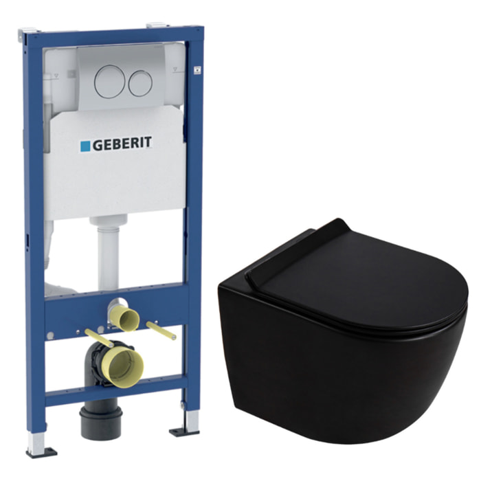 Duofix Pack WC bâti-support + WC suspendu sans bride Ceramia PixL avec abattant SoftClose + plaque (GEBCEPXBMT01-FR)