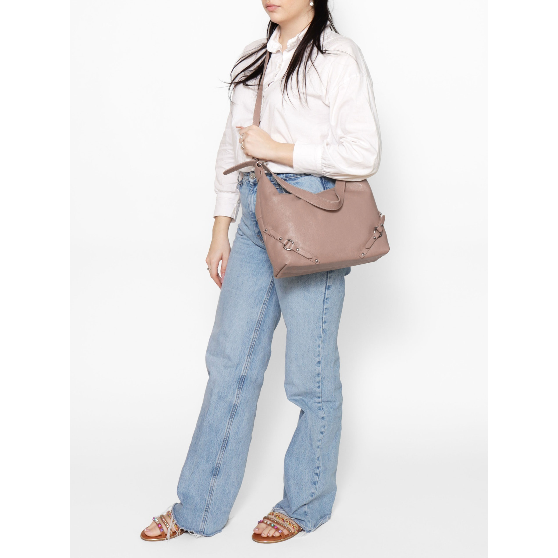 Borsa a spalla da donna - Modello Fiorenza Lux - Vera pelle - 30.0 x 30.0 x 9.0 cm