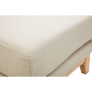 Pouf repose-pieds déhoussable scandinave en tissu beige et bois clair OSLO
