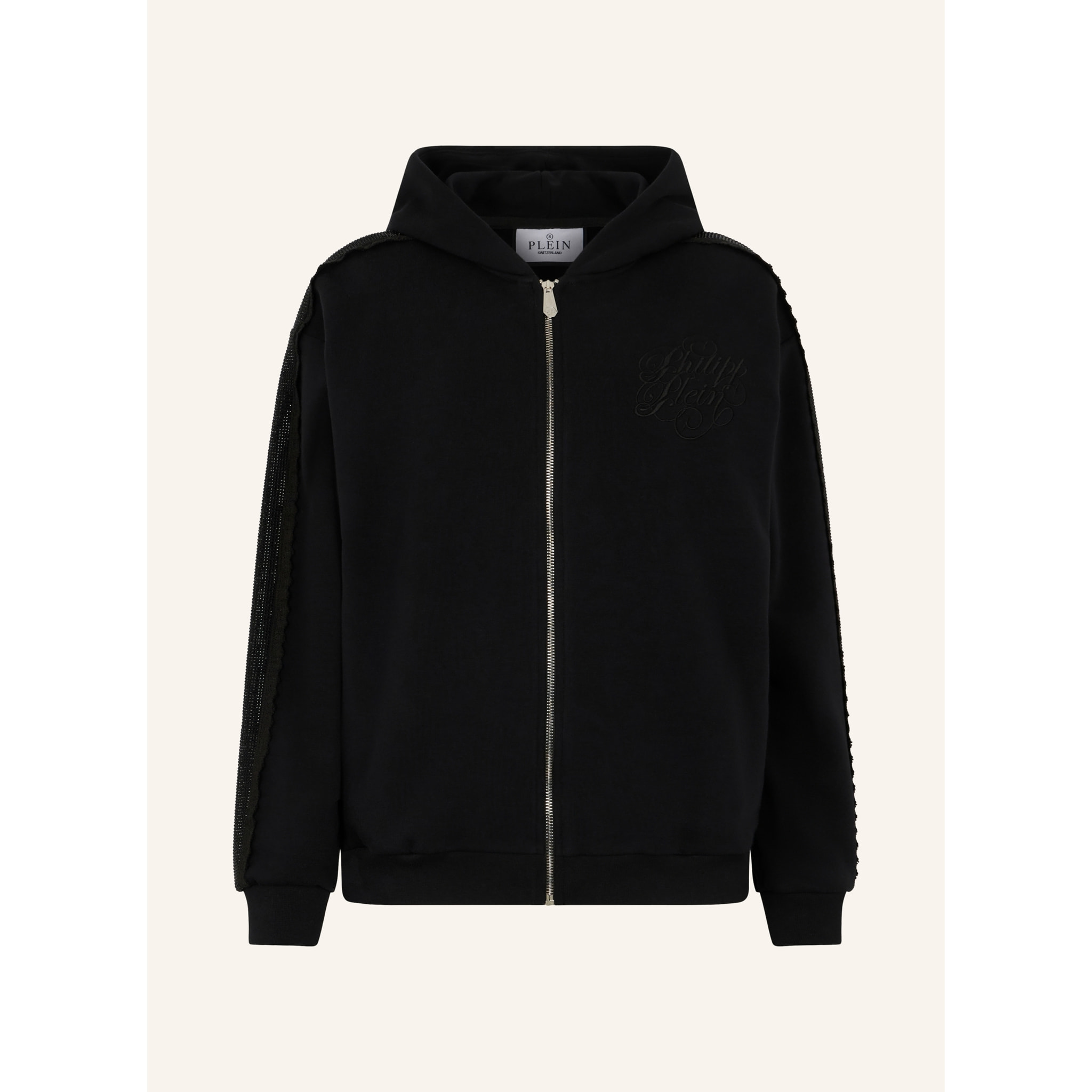 PHILIPP PLEIN Zip Hoodie Strass Band