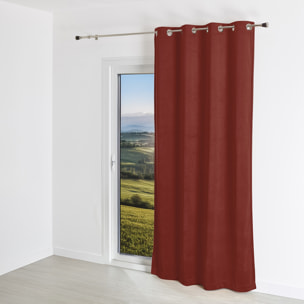 Rideau uni en suédine  - Effet daim et velours - Terracotta