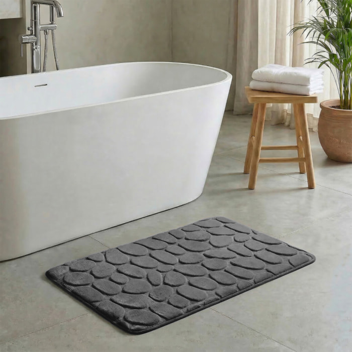 Tapis de bain Microfibre PEBBLE Gris Foncé MSV