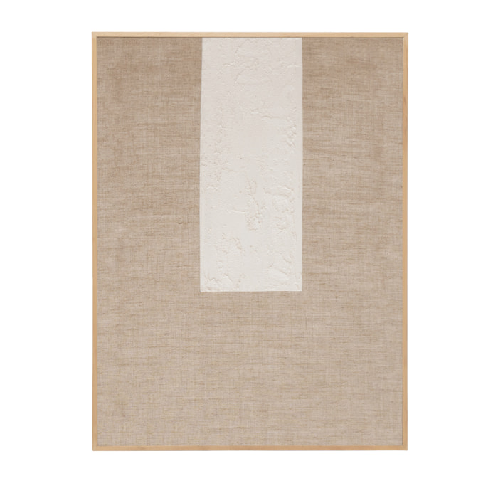 Tableau beige et blanc décoratif sur lin avec cadre en bois peint à la main à la peinture à l'huile en différentes tailles