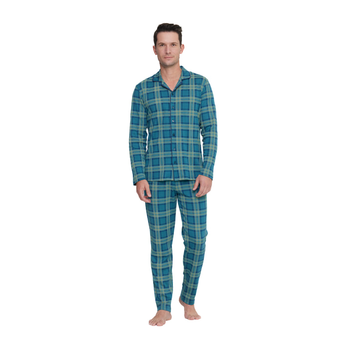 Pigiama uomo scottish in caldo cotone aperto davanti Noidinotte
