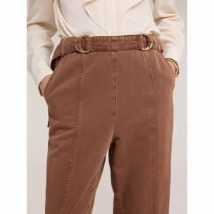 Motivi - Pantaloni carrot in drill washed - Marrone