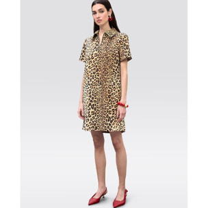 Abito corto con stampa animalier