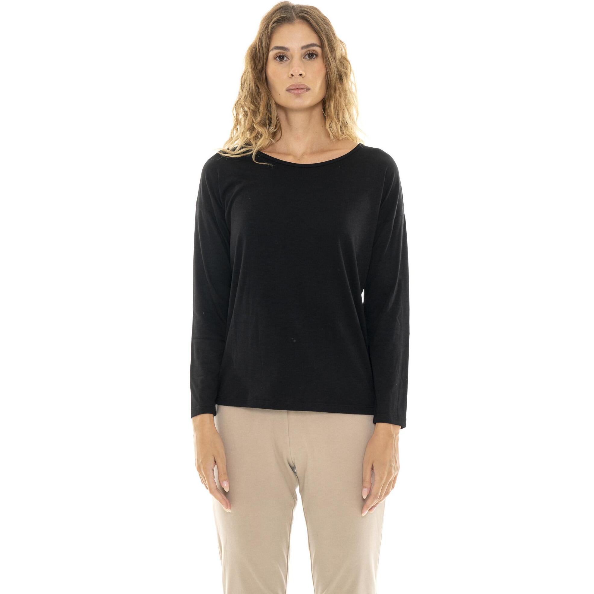 T-shirt da donna a manica lunga con spacco sul retro 'Pearl'