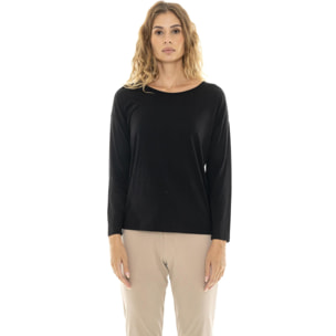 T-shirt da donna a manica lunga con spacco sul retro 'Pearl'