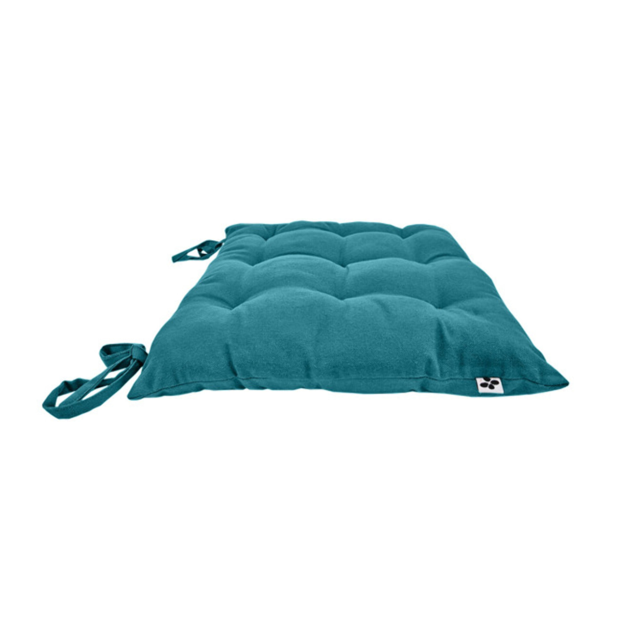 Coussin / Galette de chaise 38 x 38 cm en coton avec nouettes - KALA
