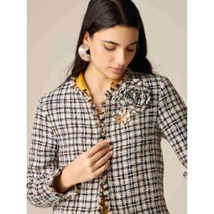 Oltre - Giacca corta in tweed con spilla - Oro