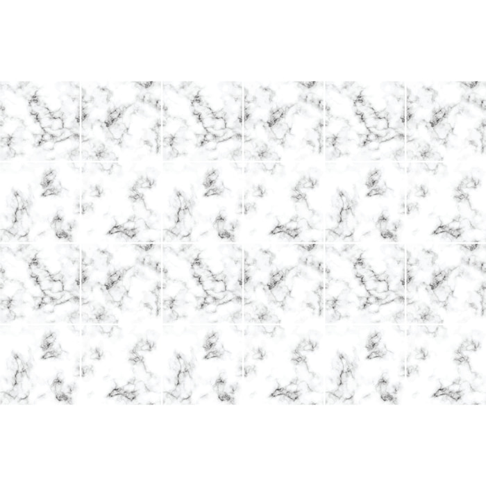 Stickers muraux - Sticker Mural Carrelage adhésif Cuisine Salle de Bain - 24 STICKERS CARRELAGES EFFET MARBRE NOIR ET BLANC