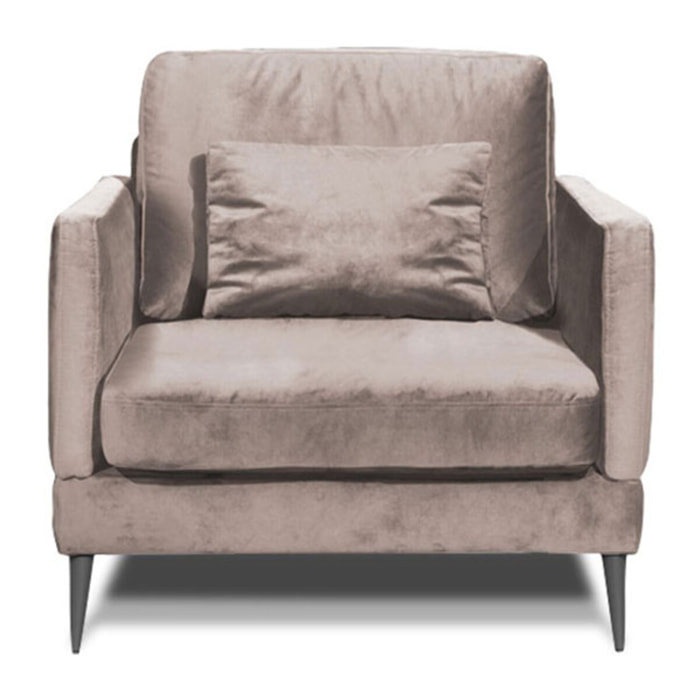 Fauteuil Splendido Velours Beige - 1 Place
