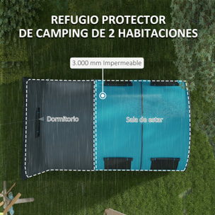 Tienda de Campaña Familiar para 5-6 Personas Tienda de Camping Plegable con 2 Habitaciones Puertas y Bolsa de Transporte Impermeable 3000 mm para Senderismo 480x260x200 cm Gris