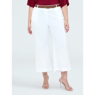 Fiorella Rubino - Pantaloni cropped con ricami e cintura - Bianco
