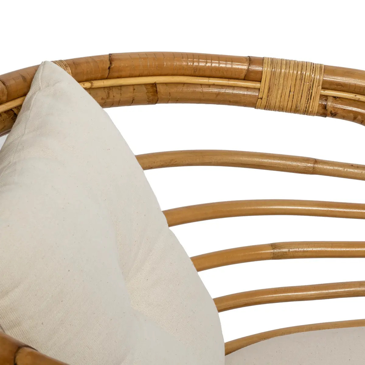 Fauteuil "Farah" rotin tissu blanc