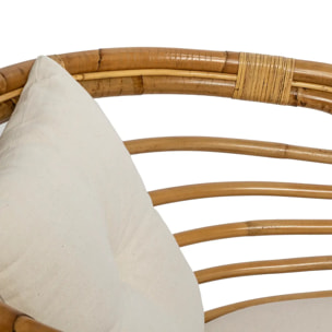 Fauteuil "Farah" rotin tissu blanc