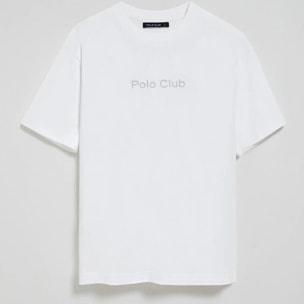 Maglietta bianca a maniche corte e a girocollo con logotipo Polo Club