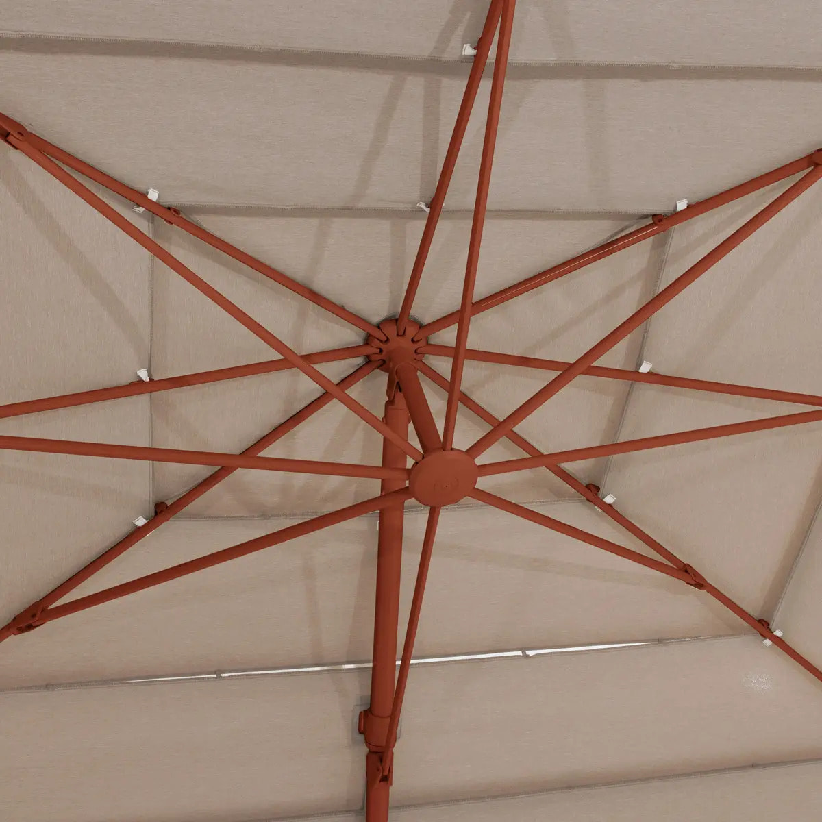 Parasol déporté rectangulaire inclinable Melhia 4x3 m acajou/lin