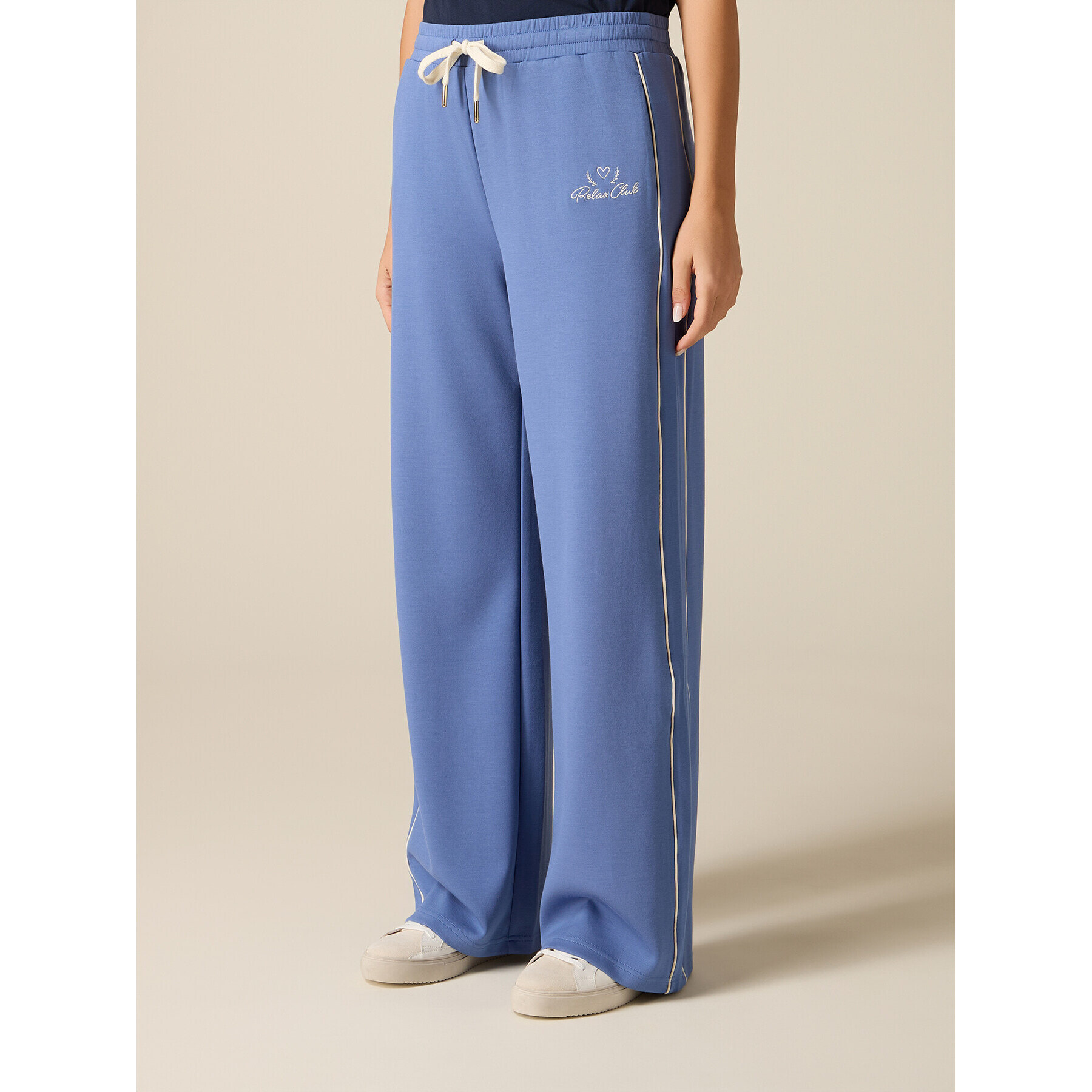 Oltre - Pantaloni in jersey con profilo - Blu