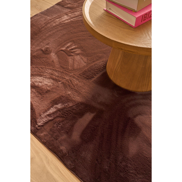 NUBE - Tapis doux et moelleux à poils courts marron - NUB6000MAR