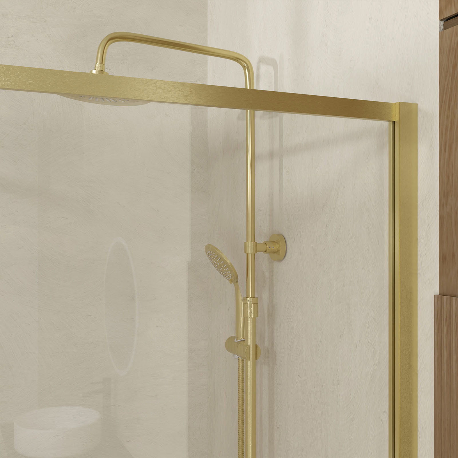 Paroi de douche 120x200 cm - Cadre et bras aluminium Or Doré Brossé - GOLDY CONTOURING