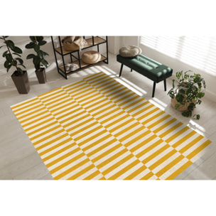 Alfombra de vinilo Dynamic Mostaza 100x133 cm -PVC antideslizante, vinilica para cocina o salón, lavable, estilo abstracto