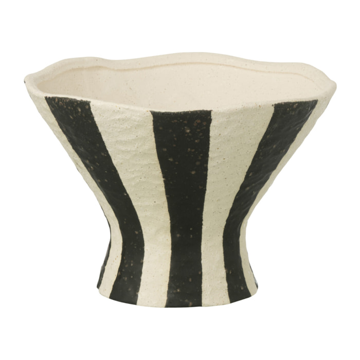 J-Line Vase Ligné - grès - blanc cassé/noir - small