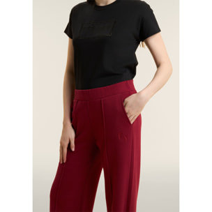 Pantaloni Sportivi con Gamba Wide Leg e Logo Ricamato