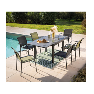HONFLEUR BEZIERS ARDOISE - Ensemble table et chaises de jardin  - Anthracite et Vert