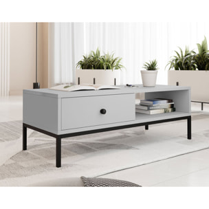 Filipo - table basse - 1 tiroir et 1 niche - 90 cm - Gris
