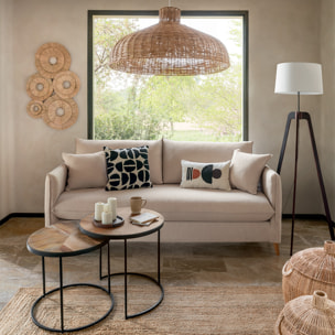 Tables gigognes "Basile" - métal & manguier - noir & bois