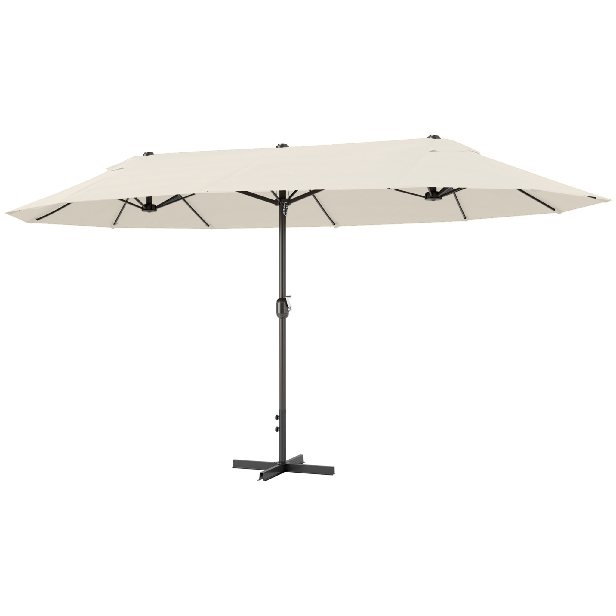 Parasol de jardin XXL parasol grande taille 4,6L x 2,7l x 2,4H m ouverture fermeture manivelle acier polyester haute densité crème